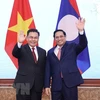 Премьер-министр Фам Минь Тьинь и председатель Национального собрания Лаоса Сайсомф Фомвихан. (Фото: ВИА)