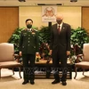 Министры обороны Фан Ван Жанг (слева) и Нг Энг Хен на встрече в Сингапуре 25 февраля (Фото: ВИА)