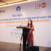 Г-жа Наоми Китахара, представитель ЮНФПА во Вьетнаме, выступает на семинаре по борьбе с гендерным дисбалансом при рождении на основе гендерных стереотипов 7 марта 2022 г. (Источник: ЮНФПА Вьетнам)