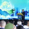 Премьер-министр Фам Минь Тьинь выступает на церемонии закладки фундамента строительства Вьетнамско-Сингапурского индустриального парка (VSIP III). (Фото: Зыонг Жанг/ВИА)