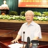 Генеральный секретарь ЦК КПВ Нгуен Фу Чонг выступает на встрече. (Фото: ВИА)