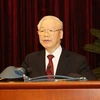 Генеральный секретарь ЦК КПВ Нгуен Фу Чонг выступил с речью по завершении конференции. (Фото: ВИА)