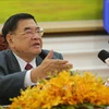 Первый заместитель председателя Национального собрания Камбоджи Чеам Йеп дает интервью ВИА и вьетнамской прессе 18 ноября 2022 г. (Фото: ВИА)
