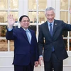 Премьер-министр Фам Минь Тьинь и премьер-министр Сингапура Ли Сянь Лун (справа). (Фото: ВИА)