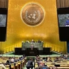 Посол Данг Хоанг Жанг, постоянный представитель Вьетнама при Организации Объединенных Наций, выступает на чрезвычайной специальной сессии Генеральной Ассамблеи ООН по Украине 22 февраля. (По нью-йоркскому времени). (Фото: ВИА)