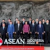 Заместитель управляющего Государственного банка Вьетнама Фам Тиен Зунг (второй ряд, второй справа) позирует фотографу с министрами финансов и управляющими Центрального банка АСЕАН. (Фото: опубликовано ВИА)