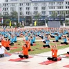 Массовое представление йоги в провинции Куангнинь по случаю восьмого Международного дня йоги в 2022 году (Фото: ВИА) 