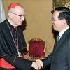 Президент Во Ван Тхыонг имел встречу с премьер-министром Ватикана кардиналом Пьетро Паролином. (Фото: опубликовано ВИА)