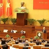 Генеральный секретарь партии Нгуен Фу Чонг выступает на первой национальной внешнеполитической конференции. (Фото: ВИА)