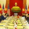 Генеральный секретарь партии Нгуен Фу Чонг проводит переговоры с президентом США Джо Байденом в Ханое 10 сентября (Фото: ВИА)