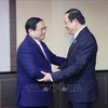 Премьер-министр Лаоса Сонексай Сипхандон (справа) и премьер-министр Вьетнама Фам Минь Тьинь (Фото: ВИA)