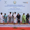 Делегаты на церемонии закладки фундамента интегрированного предприятия VinFast по производству электромобилей в Индии. (Фото: ВИA)