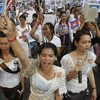 柬埔寨妇女参加国际妇女节集会（图片来源：REUTERS/Samrang Pring）