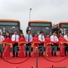 河内火车站至内排机场的高质量公交线路开通仪式（图片来源：越通社）