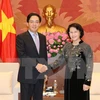 越南国会主席阮氏金银接见中国驻越大使洪小勇(图片来源：越通社）