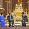 陈大光主席会见柬埔寨国王诺罗敦·西哈莫尼（图片来源：越通社）