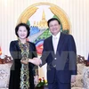 越南国会主席阮氏金银会见老挝总理通论