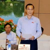 国会经济委员会主任、国会常委会监督代表团团长武鸿青在会上发表讲话。（图片来源：越通社）