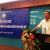 越南信息与传媒部部长张明俊在会议上致辞