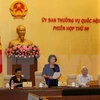 越南国会主席阮氏金银在会议上发表讲话