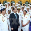 越南国家主席陈大光接见海上胡志明小道老战士代表团