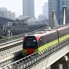 组图：河内市呠至河内火车站轻轨列车试运 时速80公里每小时