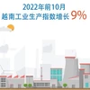 图表新闻：2022年前10月越南工业生产指数增长9%