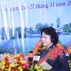 越南国会主席阮氏金银在大会上发表讲话