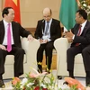 越南国家主席陈大光与马达加斯加总统举行会谈（图片来源：越通社）