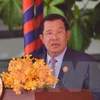 柬埔寨首相洪森在1·7胜利纪念典上发表讲话时（图片来源：越通社）