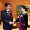 越南国会主席阮氏金银会见日本首相安培晋三(图片来源：越通社）