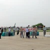 美国军人遗骸归国仪式现场。