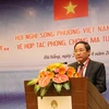​越南代表团团长同大录中将在会议上发表讲话（图片来源：越通社）
