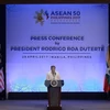 菲律宾总统杜特尔特4月29日在马尼拉举行的新闻发布会上发言。（图片来源：新华社/越通社）