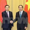 陈大光主席去年11月会见来越访问的中国全国人大常委会委员长张德江。