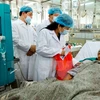 越南卫生部部长看望和平省严重医疗事故中的某个患者（图片来源：越通社）