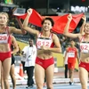 越南田径运动员夺得女子4x100米接力金牌。