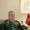 越共中央政治局委员、中央军委常务委员、国防部副部长阮志咏上将接收越通社记者采访。