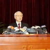 越共中央总书记阮富仲在会上致开幕词。