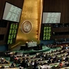 联合国大会会议全景。