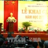阮春福在开学典礼上发表讲话。（图片来源：越通社）