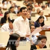 广平省国会代表郑玉方在会议上发表意见。（图片来源：越通社）