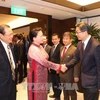 越南国会主席阮氏金银会见对越投资的新加坡企业代表