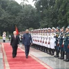 越共中央总书记、国家主席阮富仲为印度总统举行隆重的欢迎仪式