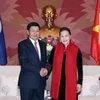 越南国会主席阮氏金银会见老挝总理通伦