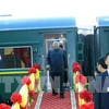 朝鲜最高领导人抵达同登火车站 开始越南之行
