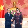 越南国会主席阮氏金银会见老挝最高人民法院院长