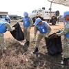 越南蓝色贝雷帽战士帮助人民清理环境
