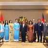 柬埔寨参议院主席赛冲会见越南妇联主席何氏娥和越柬友好协会主席阮氏清