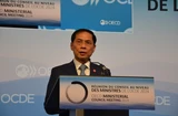 Minister of Foreign Affairs Bui Thanh Son speaks at the commemoration ceremony marking the 10th anniversary of the OECD Southeast Asia Regional Programme (SEARP) - a highlight of the OECD’s Ministerial Council Meeting in Paris on May 2 and 3. (Photo: VNA)